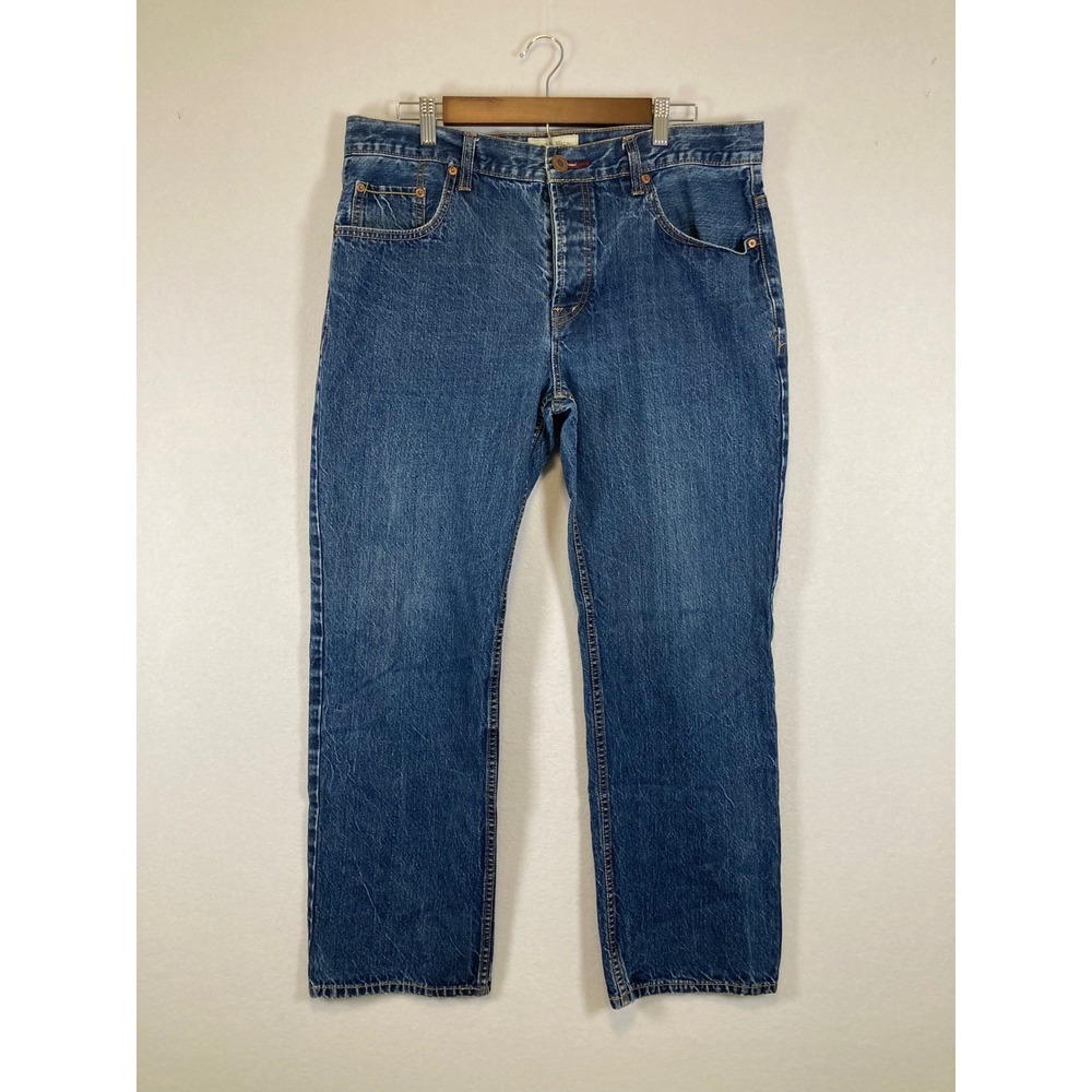 Aeropostale Essex Straight Leg Jeans Womens 36x32 Blue Medium Wash Button Fly